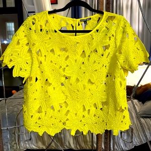 Yellow floral see through Gianni Bini top